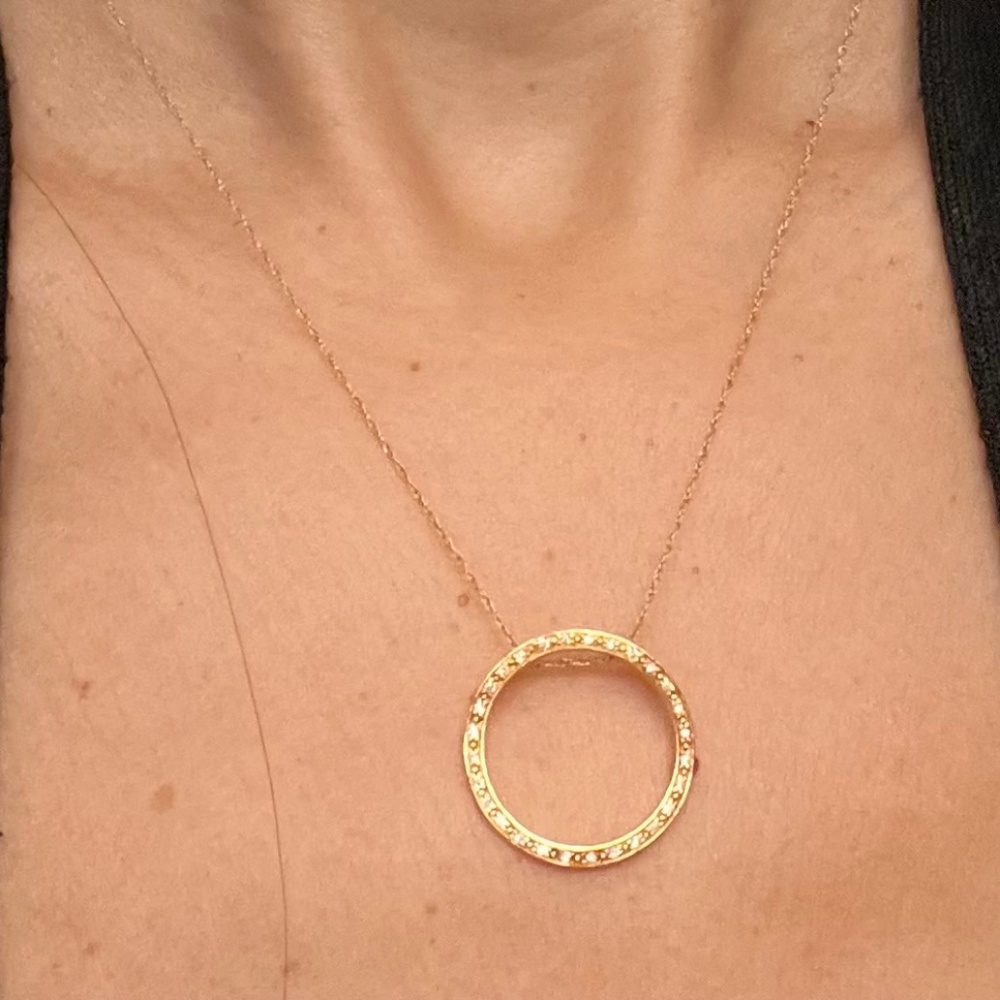 18k yellow gold full diamond pave necklace